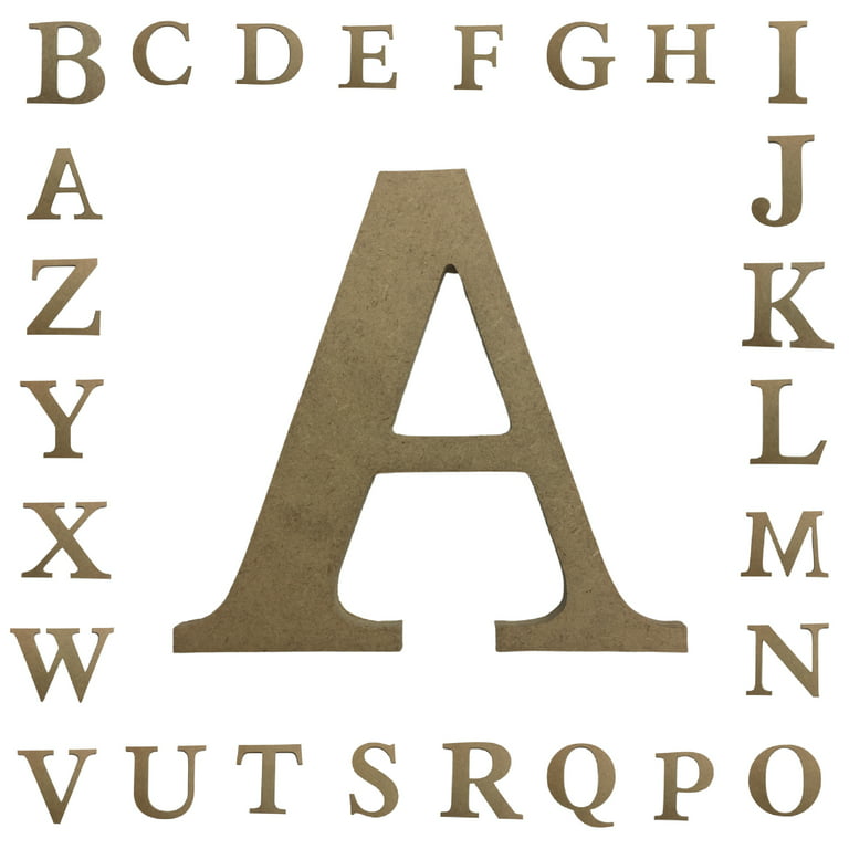 Wooden letter unfinished times font craft cutout