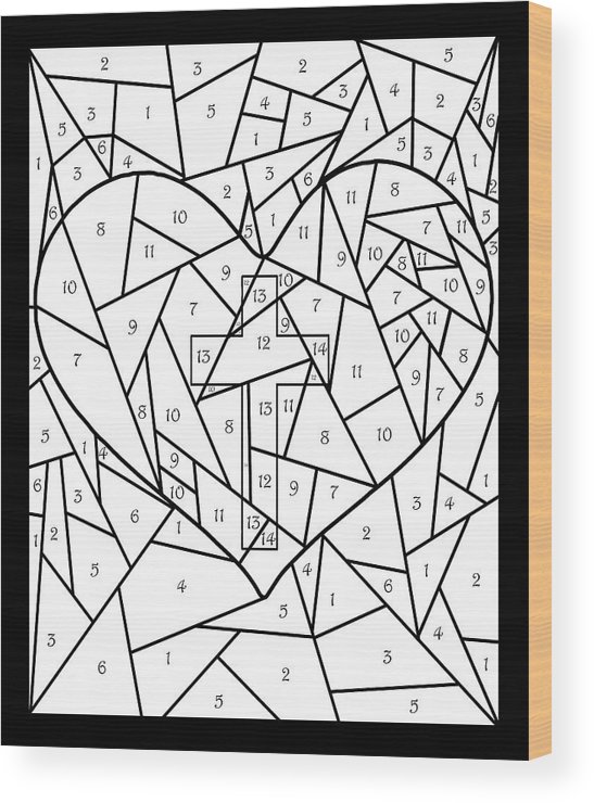 Cross in my heart color by number wood print by grace joy carpenter