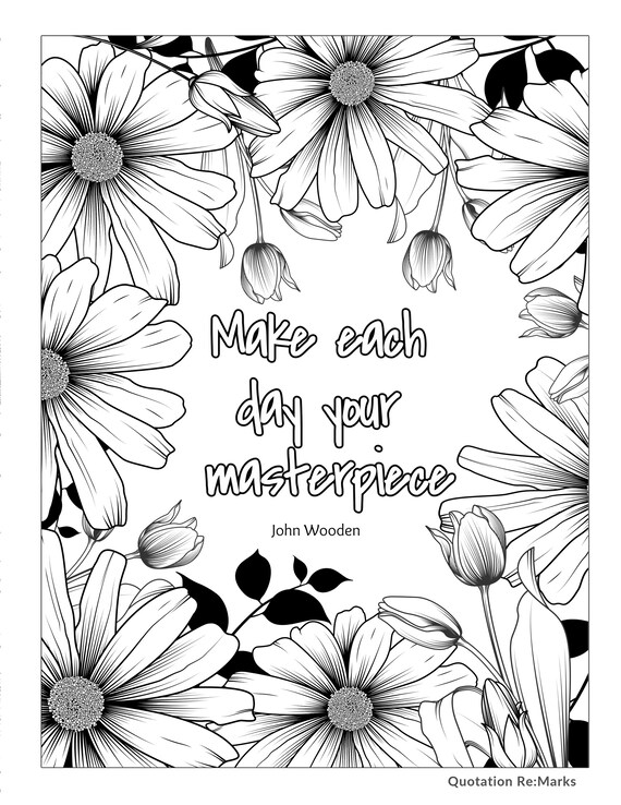 Buy make each day your masterpiece quote coloring page digital download downloadable floral coloring sheet for adults diy online in india