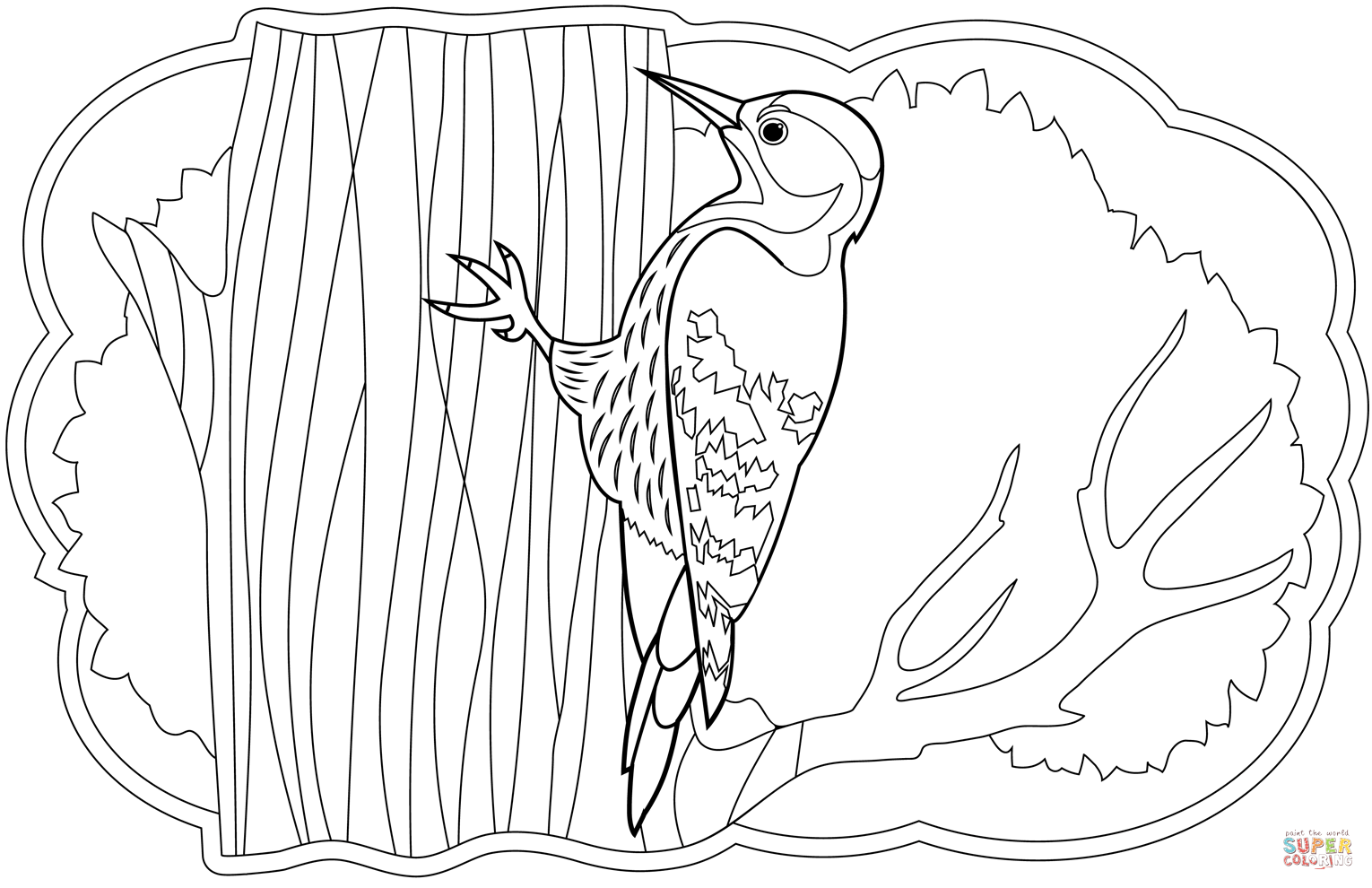 Woodpecker coloring page free printable coloring pages