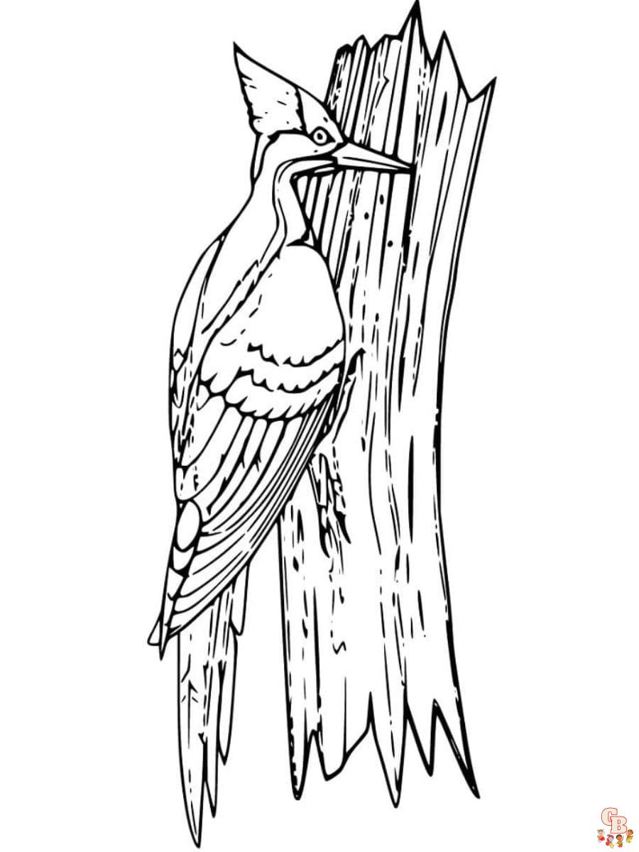 Printable woodpecker coloring pages free for kids and adults