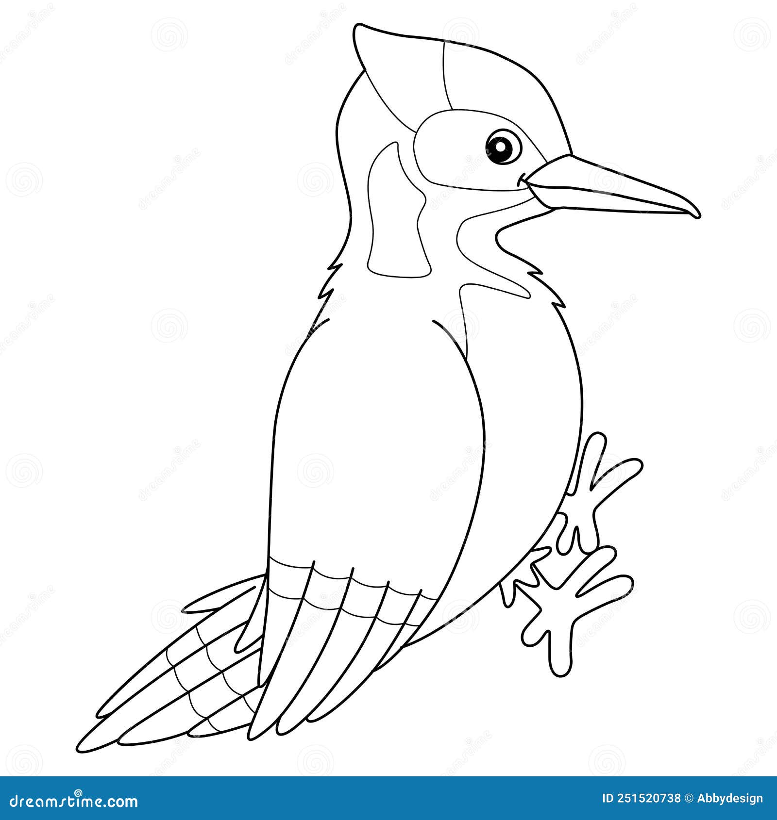 Woodpecker bird animal coloring page for kids stock vector