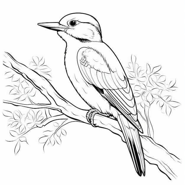Premium ai image coloring page realistic woodpecker outline for children