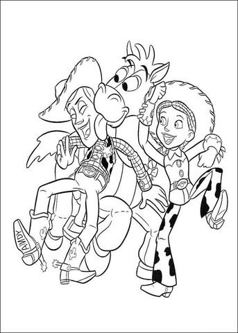 Woody jessie and bullseye coloring page from toy story category select from printâ toy story coloring pages disney coloring pages cartoon coloring pages