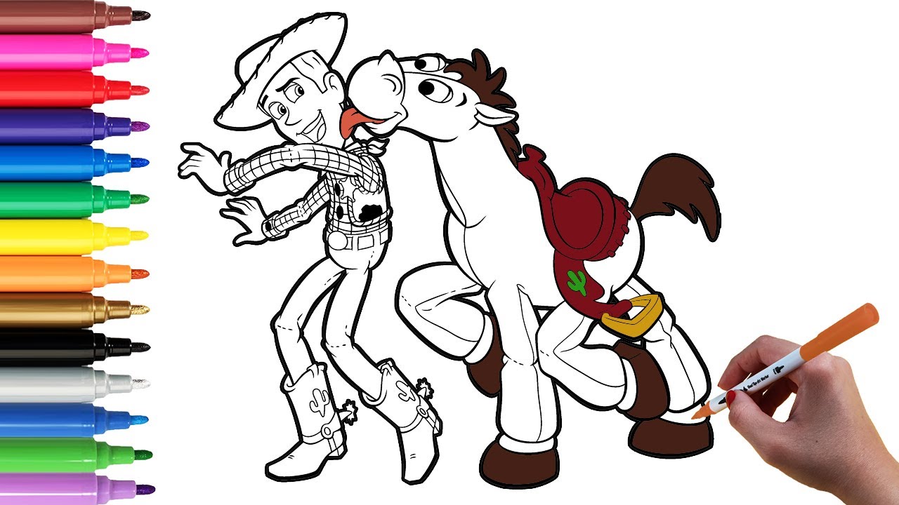 Toy story coloring pages how to color woody bullseye kids coloringforkids toystory