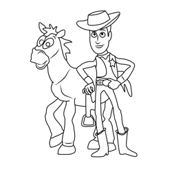 Sheriff woody with bullseye coloring page for kids