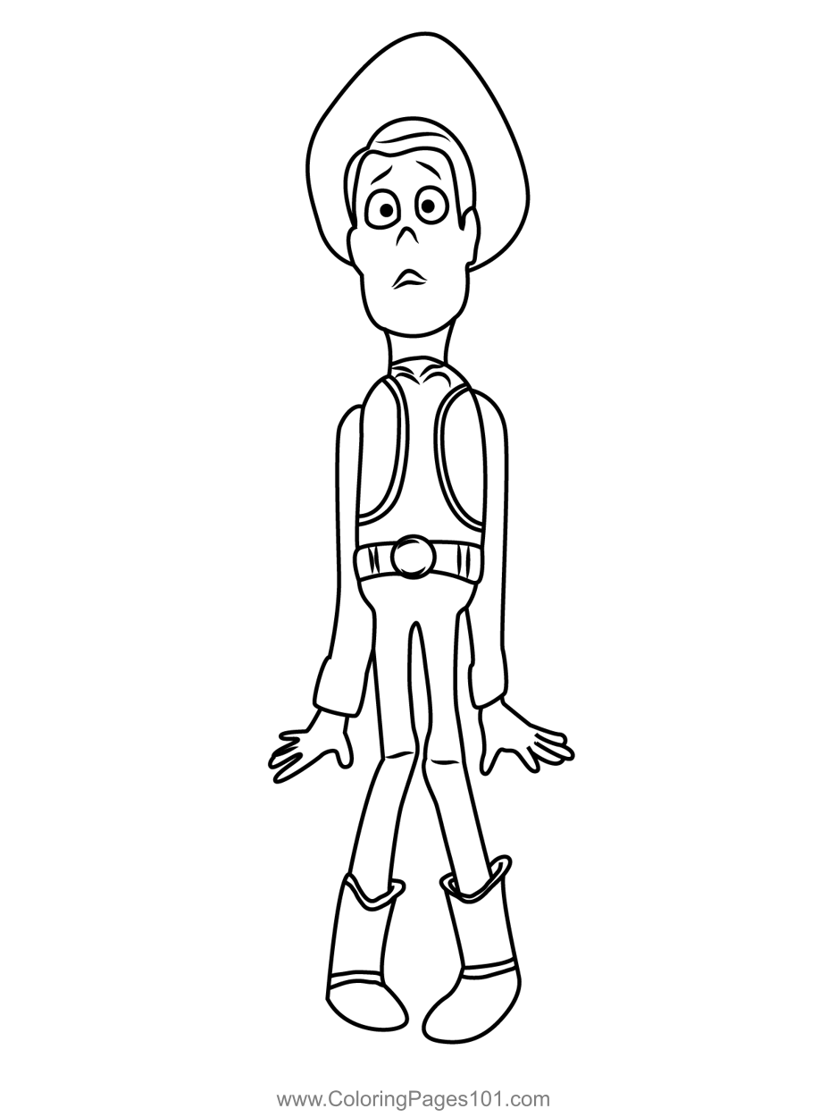 Sheriff woody gets scared coloring page for kids