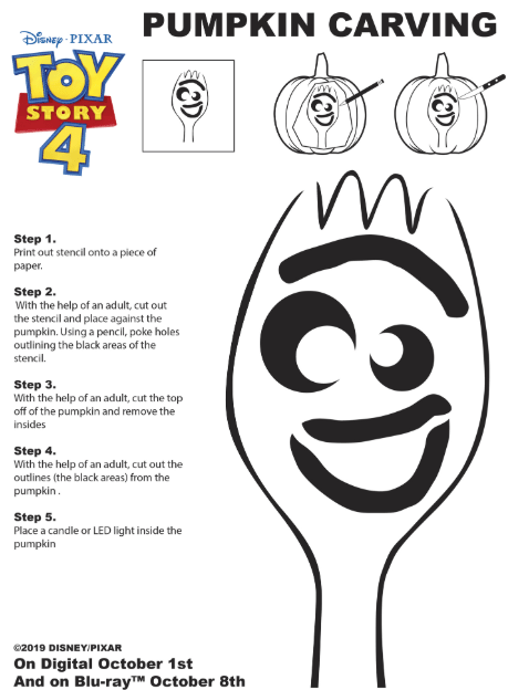 Forky pumpkin carving stencil