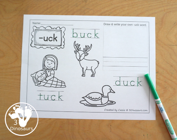 Cvcc word family coloring pages printables dinosaurs
