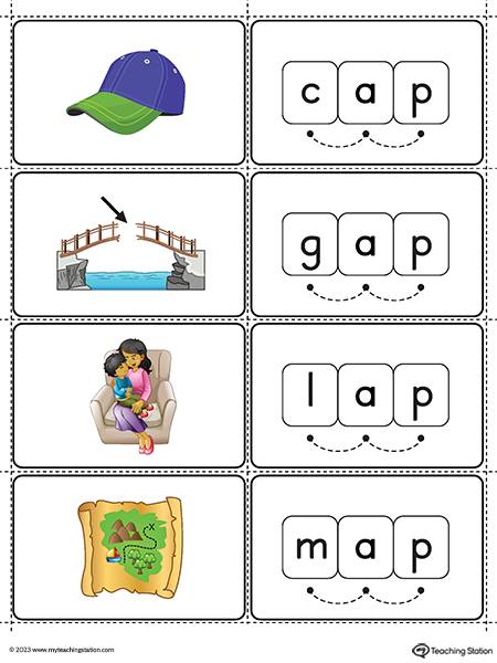 Free ap word family small picture cards printable pdf color