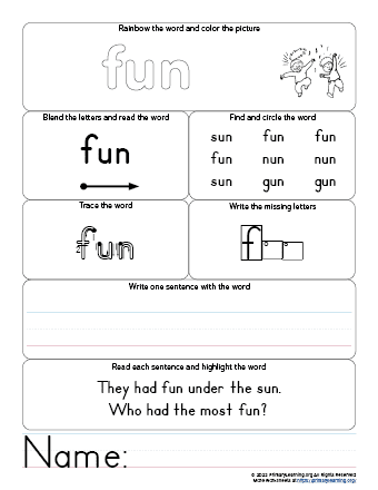 Fun worksheet