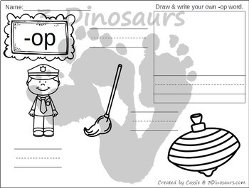 Cvc word family coloring pages with vocab cards by dinosaurs tpt