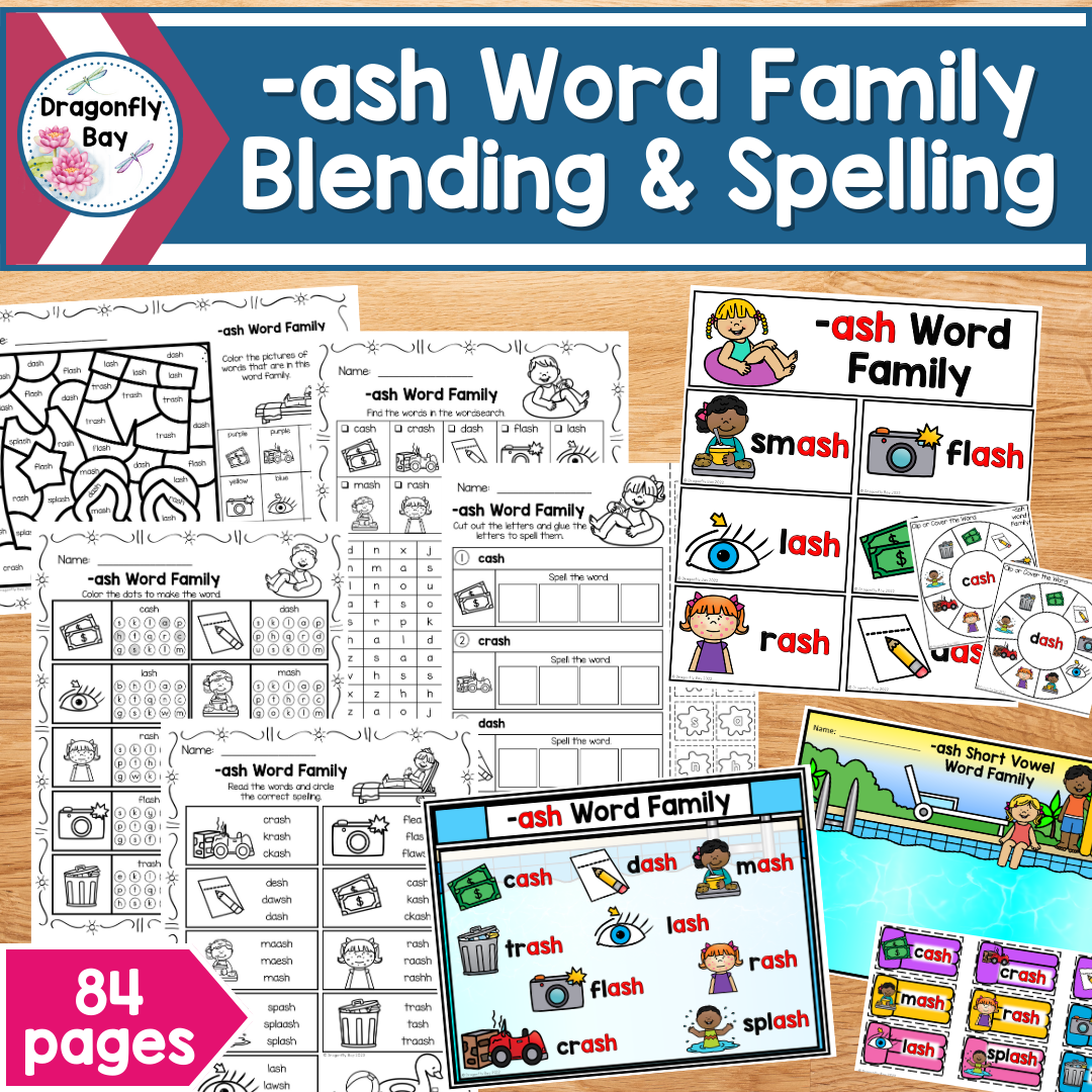 Ash short a word family phonics blending printable worksheets and activities made by teachers