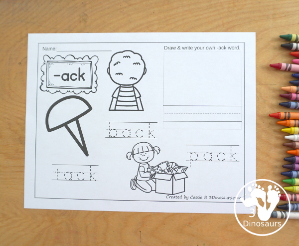 Cvcc word family coloring pages printables dinosaurs