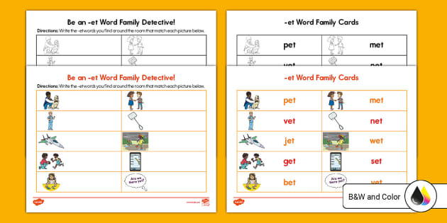 Et word family read and write the room activity