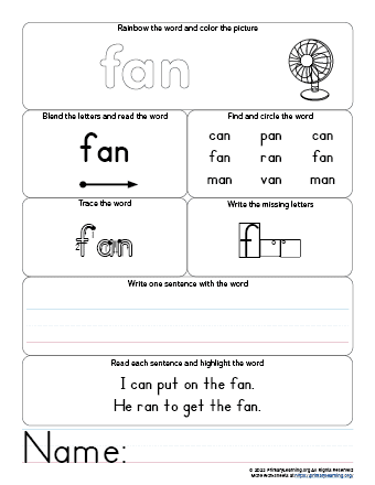 Fan worksheet