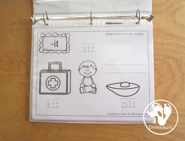 Free cvc word family coloring pages short i vowel dinosaurs