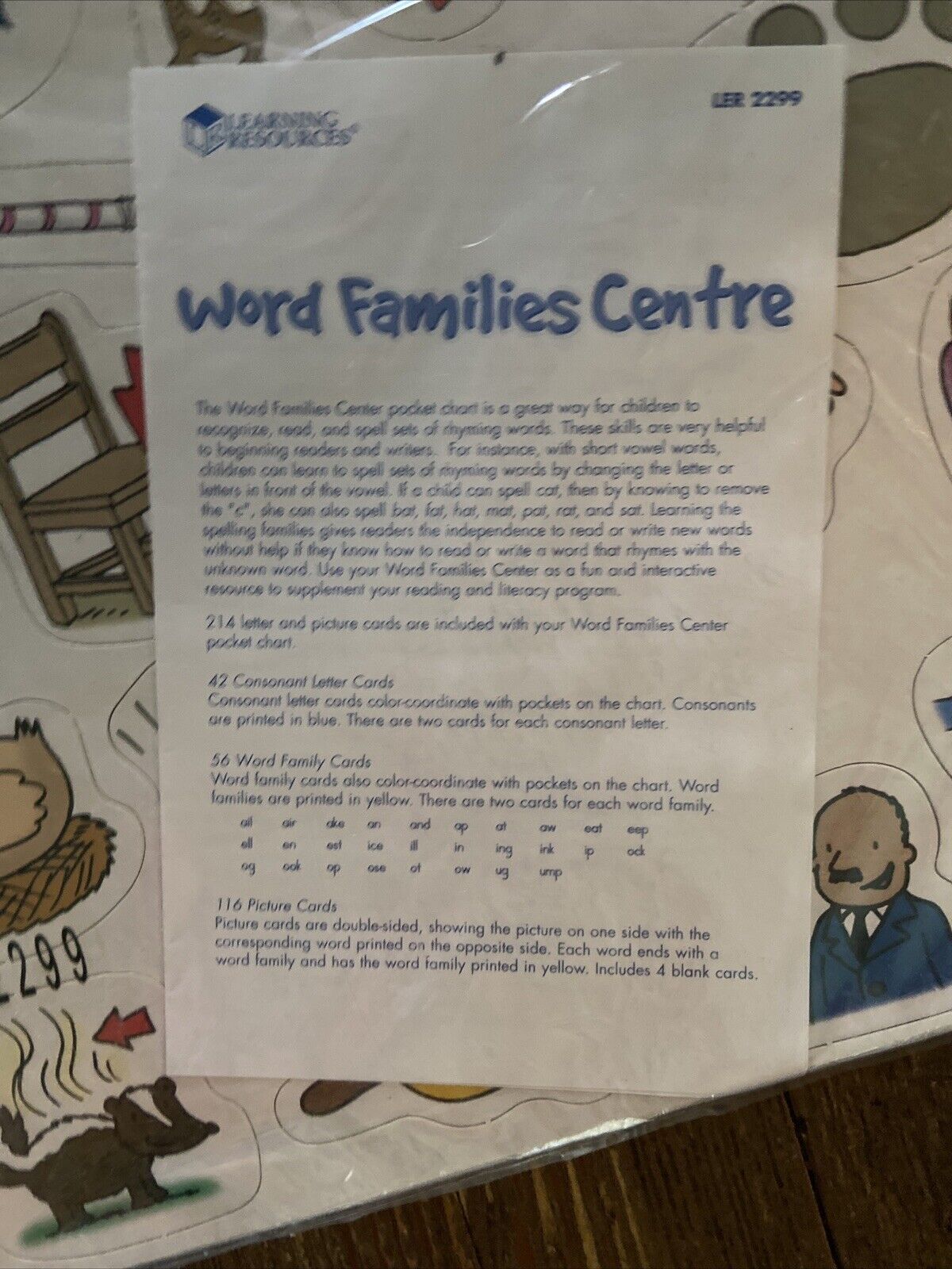 Learning resources word families center pocket chart with picture letter cards