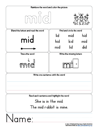 Mid worksheet