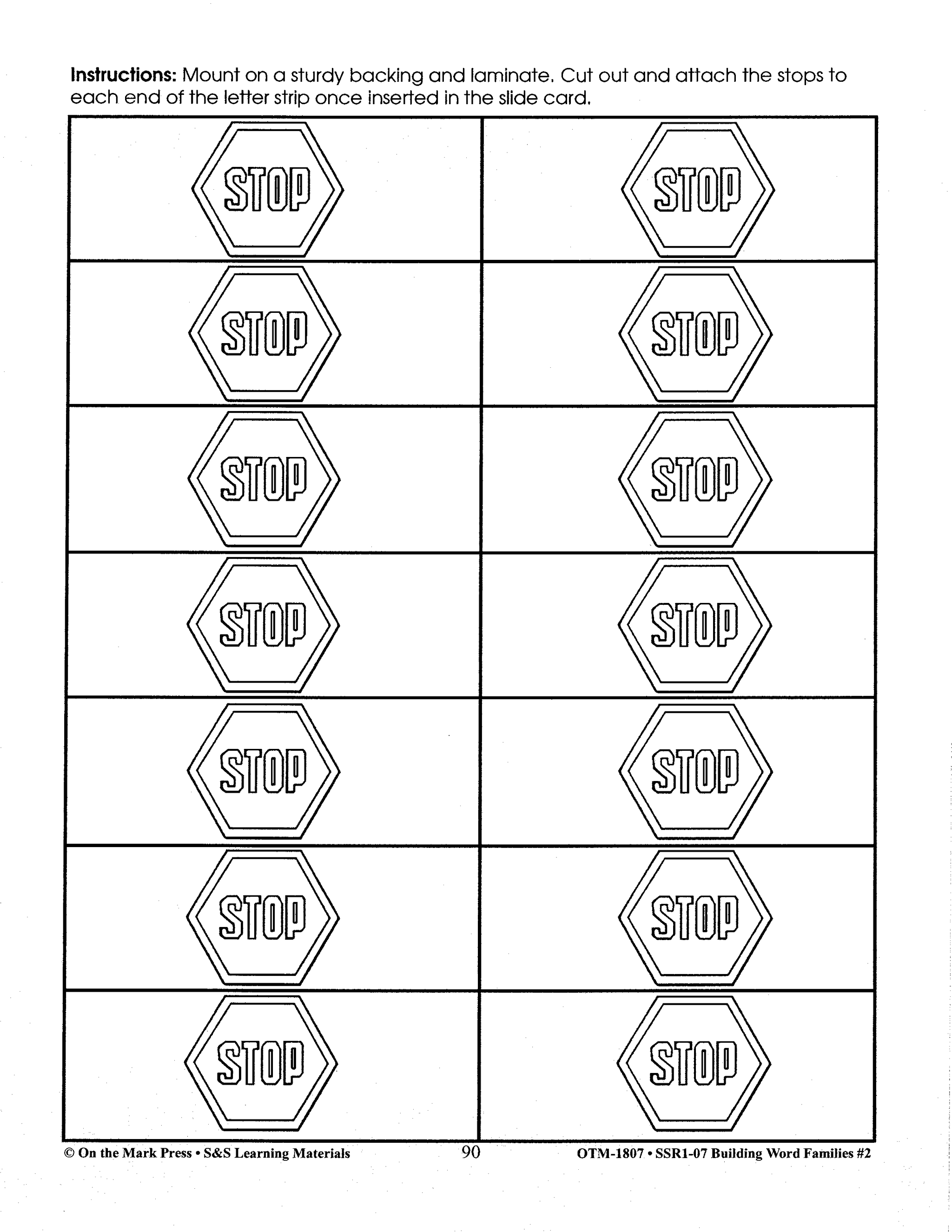 Word families long short vowels