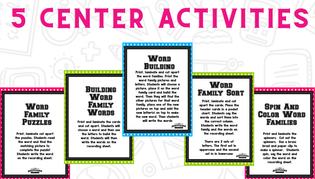 Word family bootcamp monster theme â the kindergarten smorgasboard online store