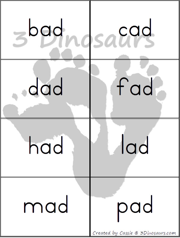 Round up of free cvc word family cards writing practice dinosaurs