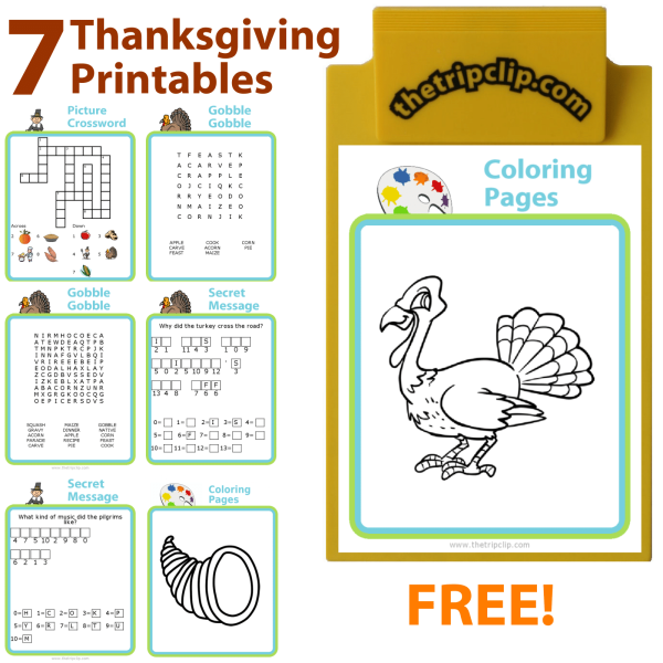 Thanksgiving activity pages coloring crossword word search and cryptograms â the trip clip
