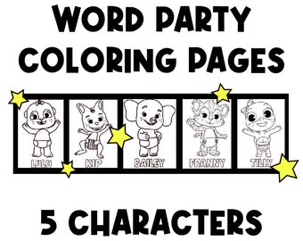 Word party coloring pages