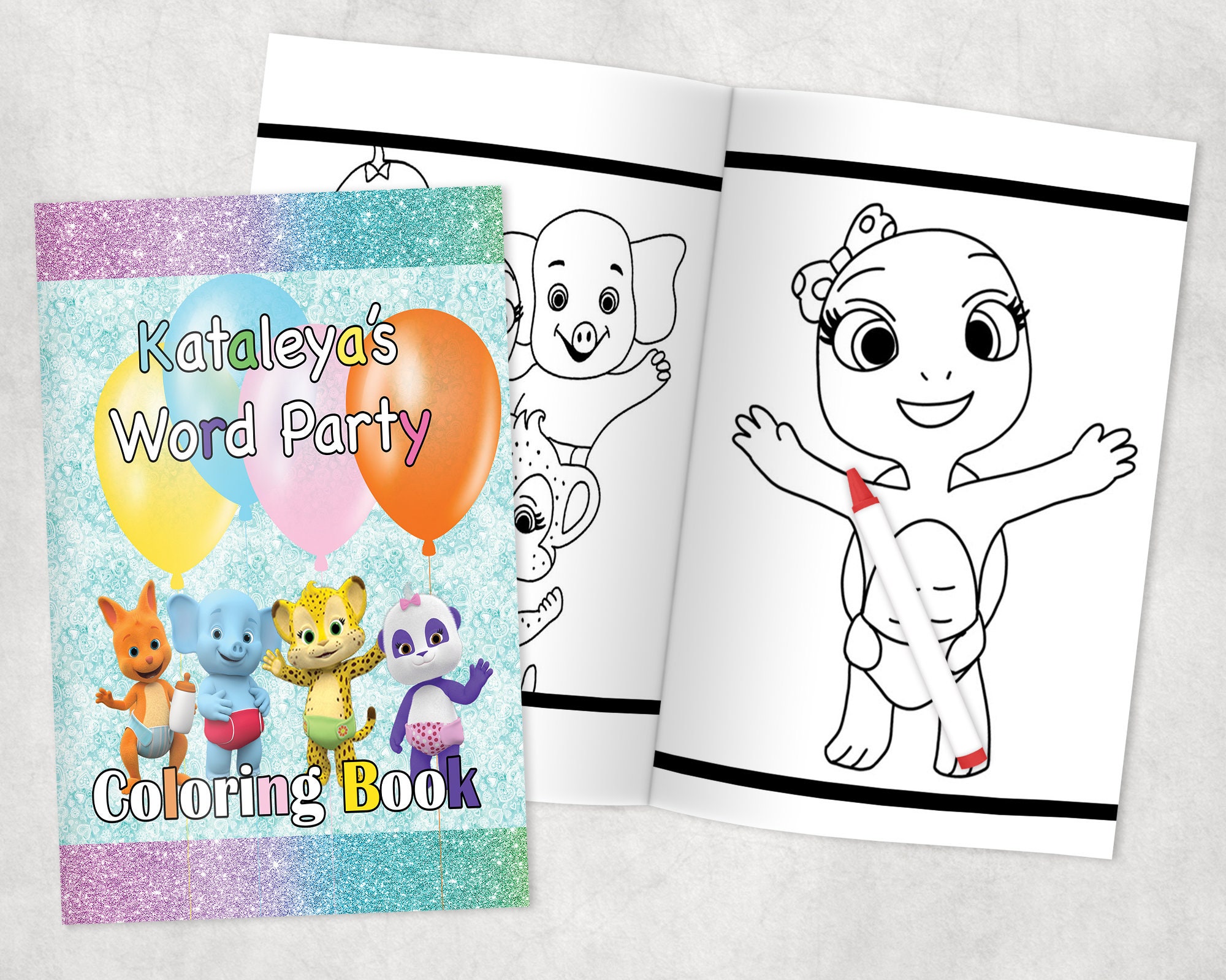 Book cover onlyword party coloring book coverpastel color theme partyfun eventdigital file onlycontact us if you would like it shipped
