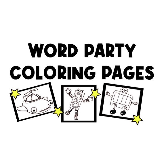 Word party coloring pages other characters instant download