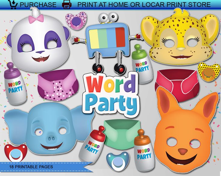 Word party photo props st birthday party themes st birthday parties printable photo props