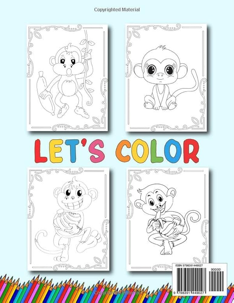Monkey coloring book for kids coloring book for kids ages