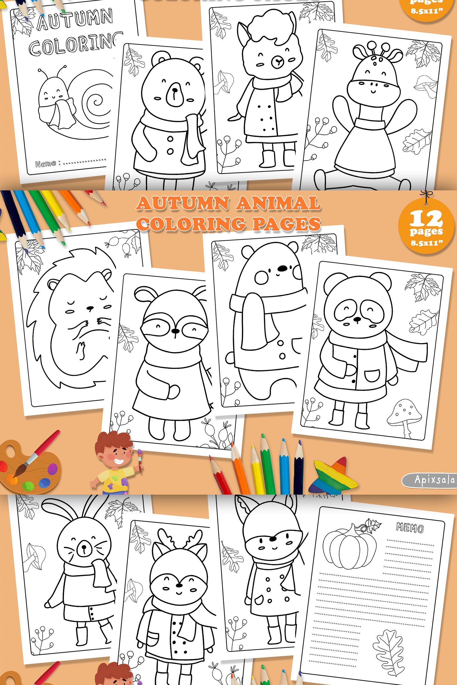 Autumn animal kids coloring pages kids coloring pages