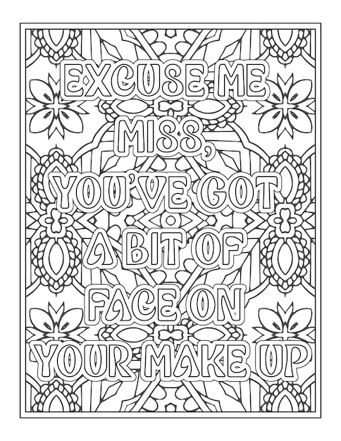 Premium vector swear word quotes coloring pages for coloring book