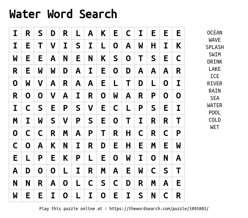 Download word search on water word search