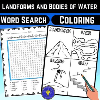 Landforms and bodies of water activities word search