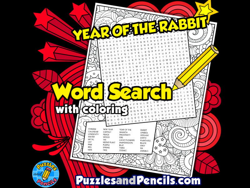 Year of the rabbit word search puzzle activity chinese new year wordsearch teaching resources