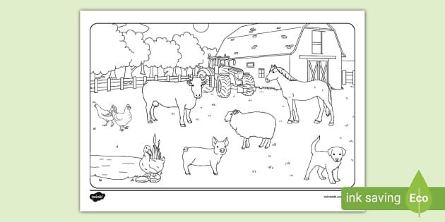 Farm animals montage louring page teacher made
