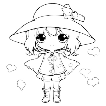 Premium vector coloring book illustration girl kawaii coloring page anime coloring pages