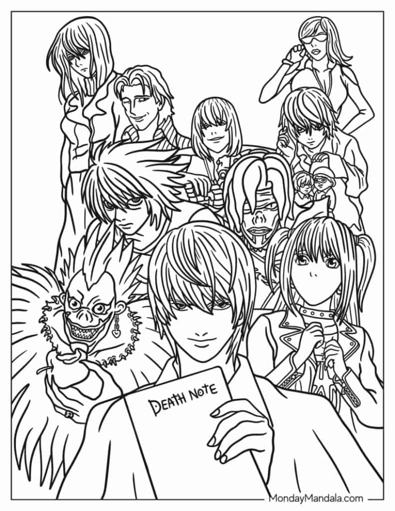 Anime coloring pages free pdf printables