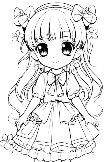 Premium vector anime coloring page