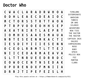 Anime shows word search