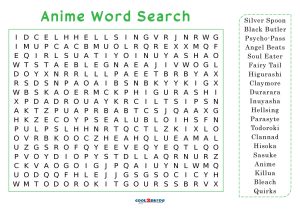 Printable anime word search