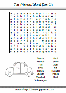 Car makers word search