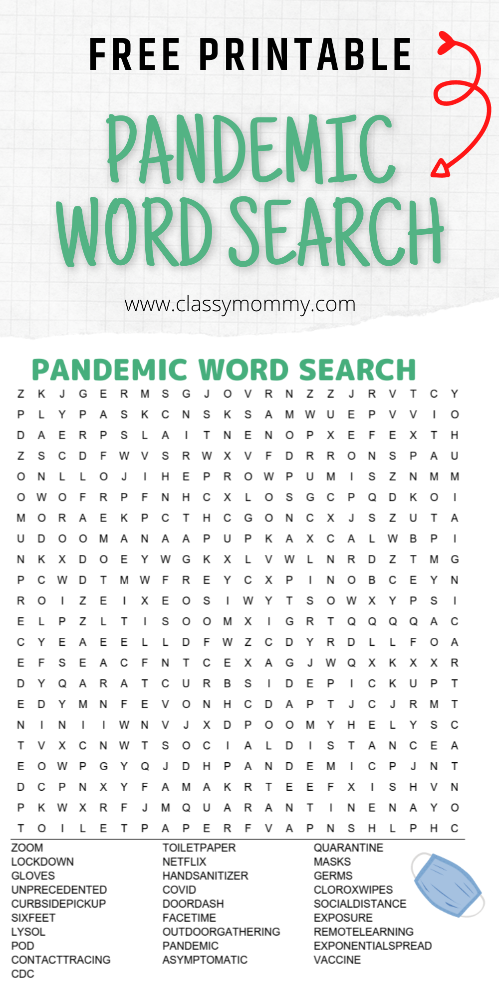 Free printable pandemic word search