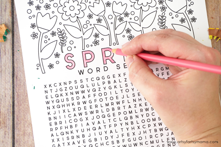 Free printable spring word search coloring page artsy