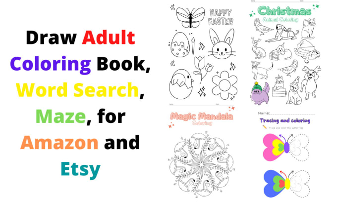 Draw adult coloring book word search maze sudoku for kids by arhamahmad
