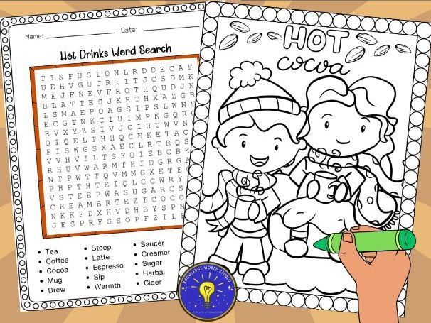 Hot drink activities word search