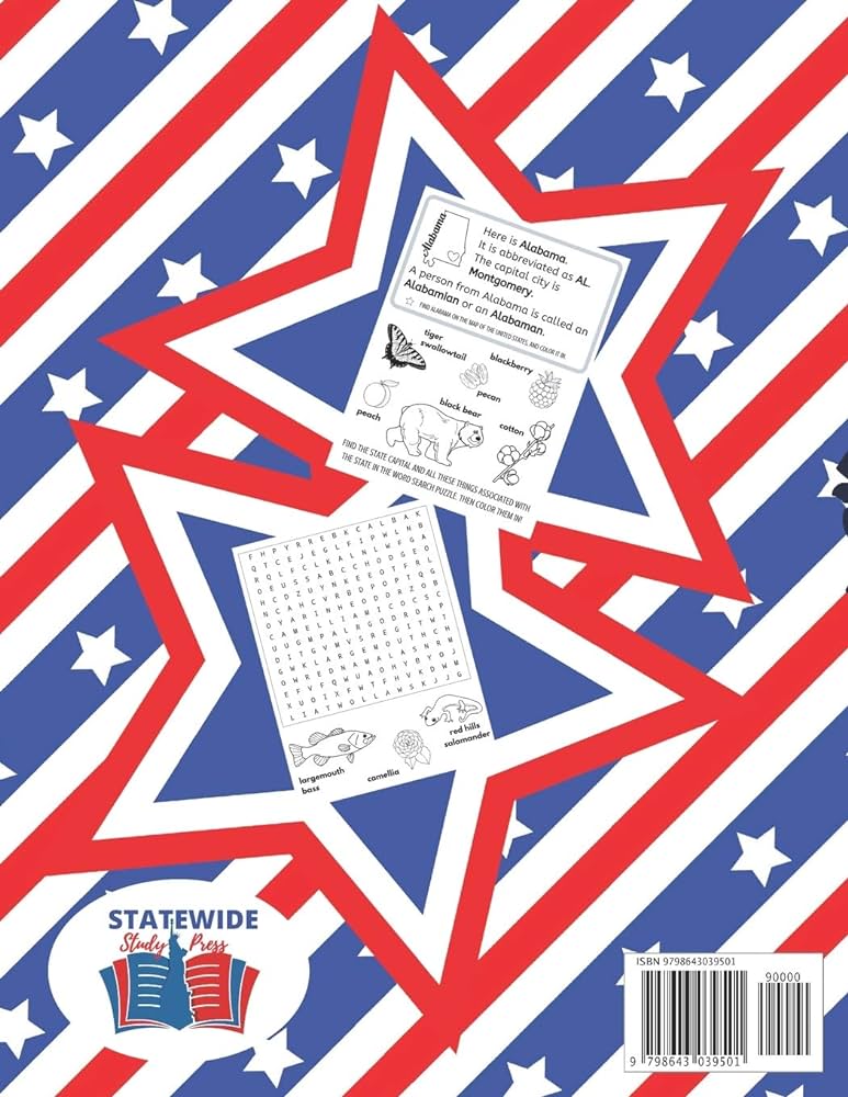 United states word search puzzles and coloring activity book fifty states workbook for kids to learn important facts about all states