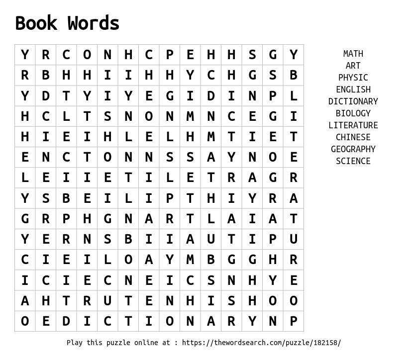Download word search on book words